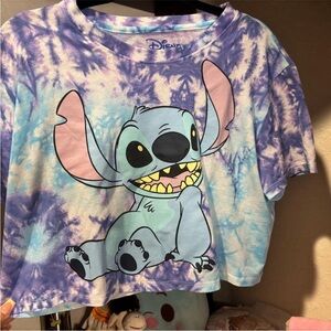 Disney Cropped Tie-Dye Stitch T-Shirt -
